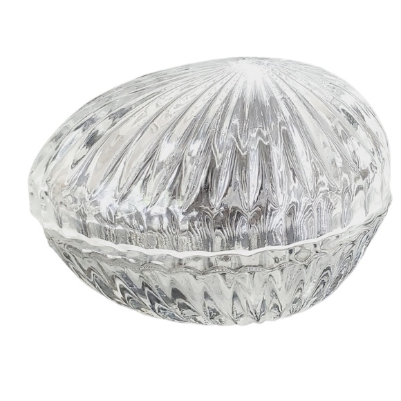Vintage Crystal Egg Shaped Box GUC